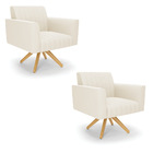 Kit 2 Poltronas Giratória Viena Gomada Veludo Base De Madeira