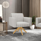 Kit 2 Poltronas Giratória Viena Gomada Veludo Cinza Base De M