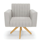 Kit 2 Poltronas Giratória Viena Gomada Veludo Cinza Base De M