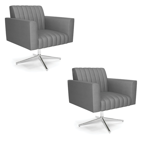 Kit 2 Poltronas Giratória Viena Gomada Veludo Luxo Base Croma