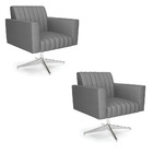 Kit 2 Poltronas Giratória Viena Gomada Veludo Luxo Grafite A1