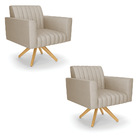 Kit 2 Poltronas Giratória Viena Gomada Veludo Luxo Prata A130
