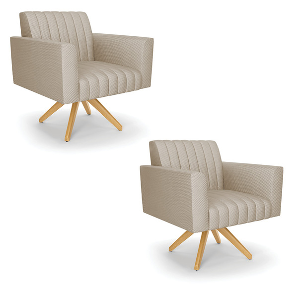 Kit 2 Poltronas Giratória Viena Gomada Veludo Luxo Prata A130