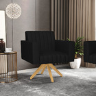 Kit 2 Poltronas Giratória Viena Gomada Veludo Luxo Preto A81