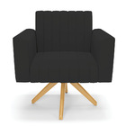 Kit 2 Poltronas Giratória Viena Gomada Veludo Preto Base De M
