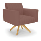 Kit 2 Poltronas Giratória Viena Gomada Veludo Rosê Base De Ma