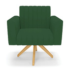 Kit 2 Poltronas Giratória Viena Gomada Veludo Verde Base De M