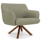 Kit 2 Poltronas Giratórias Base Madeira Corano Bege