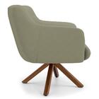 Kit 2 Poltronas Giratórias Base Madeira Corano Bege