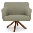 Kit 2 Poltronas Giratórias Base Madeira Corano Bege