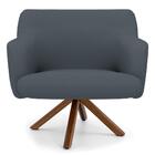 Kit 2 Poltronas Giratórias Base Madeira Corano Cinza