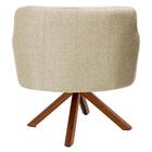 Kit 2 Poltronas Giratórias Base Madeira Linho Bege Escuro