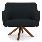 Kit 2 Poltronas Giratórias Base Madeira Veludo Preto