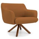 Kit 2 Poltronas Giratórias Base Madeira Veludo Telha