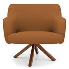 Kit 2 Poltronas Giratórias Base Madeira Veludo Telha