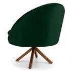 Kit 2 Poltronas Giratórias Base Madeira Veludo Verde Musgo