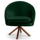 Kit 2 Poltronas Giratórias Base Madeira Veludo Verde Musgo