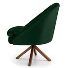 Kit 2 Poltronas Giratórias Base Madeira Veludo Verde Musgo