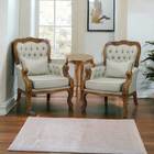 Kit 2 Poltronas Imperador + Floreira Verniz Imbuia E Linho Be