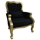 Kit 2 Poltronas Imperador Capitonê Dourado Brilho E Veludo Pr