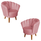 Kit 2 Poltronas Infantis Decorativa Sala De Estar Pétala Velu