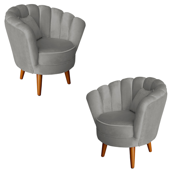 Kit 2 Poltronas Infantis Decorativa Sala De Estar Pétala Velu