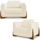 Kit 2 Poltronas Jolie 1 Lugar Pes Boomerang Linho Ezz