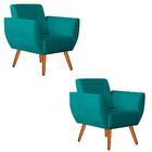 Kit 2 Poltronas Jolly Decorativa Suede Azul Kasa Sofá