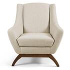 Kit 2 Poltronas Juliet Base De Madeira Linho Bege Domi