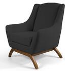 Kit 2 Poltronas Juliet Base De Madeira Linho Chumbo Domi