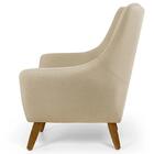 Kit 2 Poltronas Juliet Pés De Madeira Linho Bege Escuro Domi