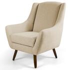 Kit 2 Poltronas Juliet Pés De Madeira Linho Bege Escuro Domi