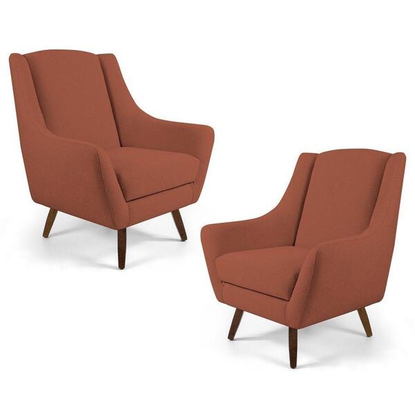 Kit 2 Poltronas Juliet Pés De Madeira Veludo Telha Domi