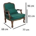 Kit 2 Poltronas King Madeira Maciça Entalhada Com Almofadas V