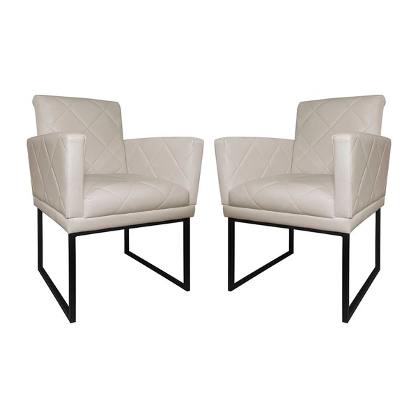 Kit 2 Poltronas Klara Sala Base Metálica Preta Corano - Valli