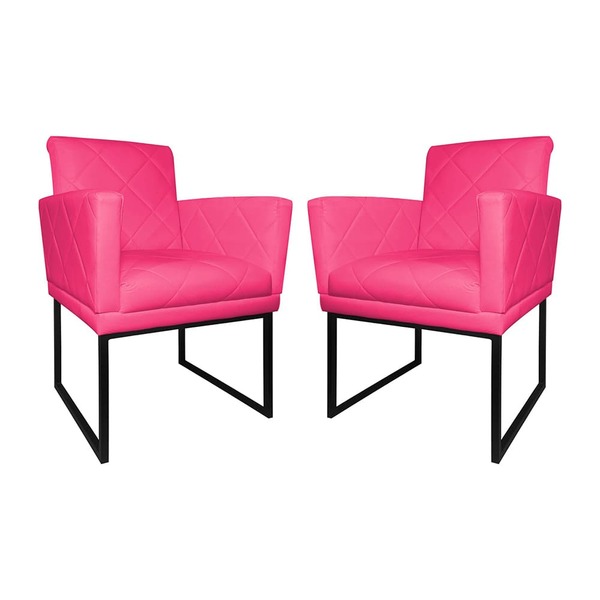 Kit 2 Poltronas Klara Sala Base Metálica Preta Corano - Valli