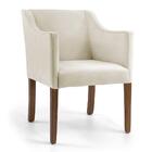 Kit 2 Poltronas Lila Base De Madeira Rústico Veludo Bege