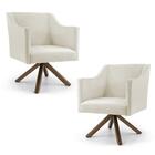 Kit 2 Poltronas Lila Base Giratória Veludo Bege Domi