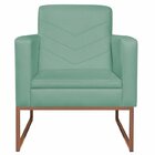 Kit 2 Poltronas Linho Base De Ferro Bali Azul Turquesa/bronze