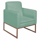 Kit 2 Poltronas Linho Base De Ferro Bali Azul Turquesa/bronze