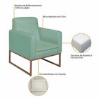 Kit 2 Poltronas Linho Base De Ferro Bali Azul Turquesa/bronze