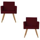 Kit 2 Poltronas Lisboa Decorativa Suede Bordo D'rost