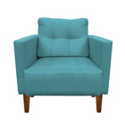 Kit 2 Poltronas Livia Suede Azul Turquesa Pés Chanfrado Casta