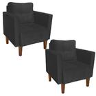 Kit 2 Poltronas Livia Suede Pés Chanfrado Castanho - D'rossi