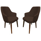 Kit 2 Poltronas Lorem Suede Marrom Pés Chanfrado Tabaco C05 -