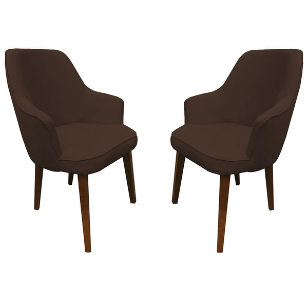 Kit 2 Poltronas Lorem Suede Pés Chanfrado Tabaco C05 - D'ross