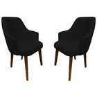 Kit 2 Poltronas Lorem Suede Preto Pés Chanfrado Tabaco C05 -