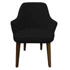 Kit 2 Poltronas Lorem Suede Preto Pés Chanfrado Tabaco C05 -