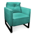 Kit 2 Poltronas Luisa Suede Azul Turquesa Base Industrial Met