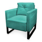 Kit 2 Poltronas Luisa Suede Azul Turquesa Base Industrial Met